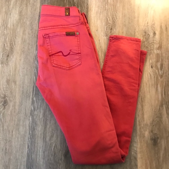 7 For All Mankind Red Gwenevere Skinny Jeans - Picture 4 of 6